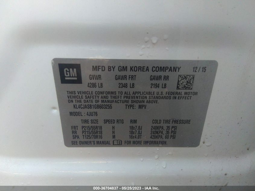 2016 BUICK ENCORE - KL4CJASB1GB603255