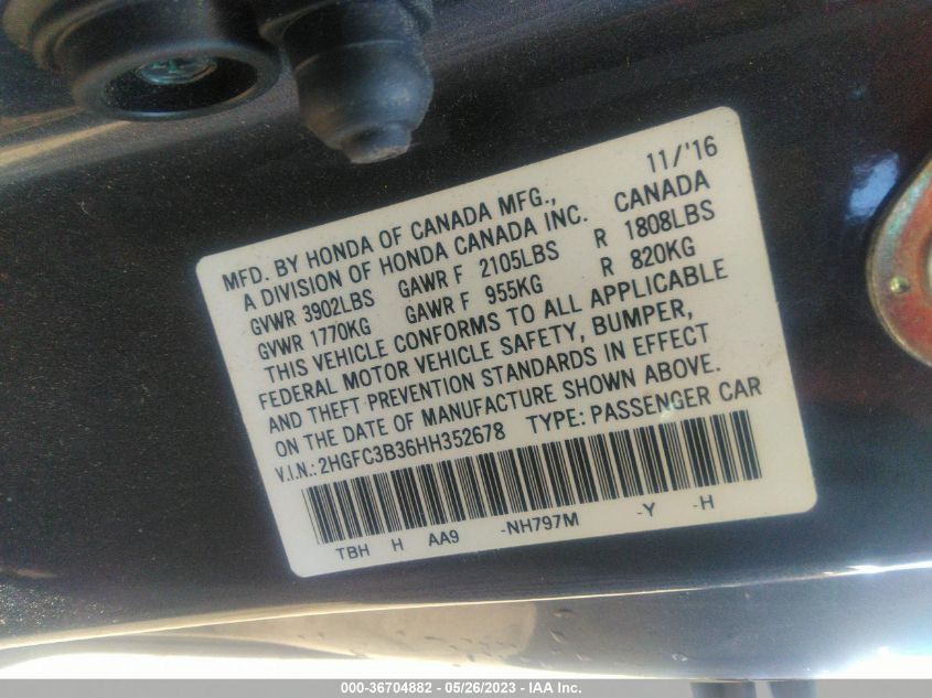 2017 HONDA CIVIC COUPE EX-T - 2HGFC3B36HH352678