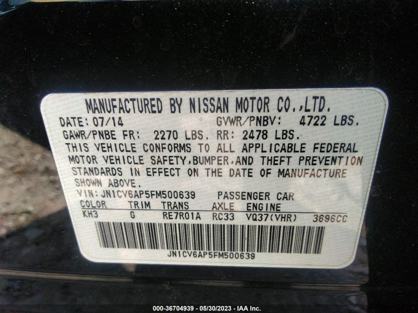 2015 INFINITI Q40 JN1CV6AP5FM500639