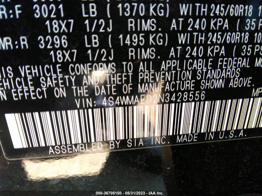 2022 SUBARU ASCENT PREMIUM - 4S4WMAED2N3428556