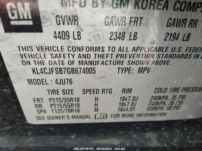 2016 BUICK ENCORE CONVENIENCE - KL4CJFSB7GB674005