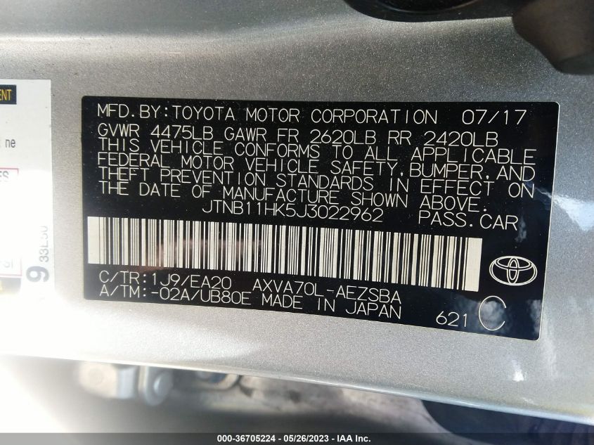 2018 TOYOTA CAMRY LE/SE/XLE/L - JTNB11HK5J3022962
