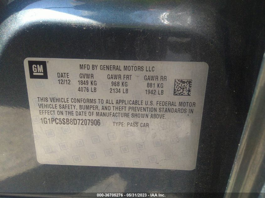 2013 CHEVROLET CRUZE 1LT - 1G1PC5SB8D7207906
