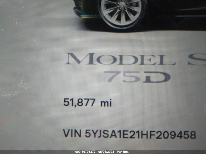 2017 TESLA MODEL S 100D/90D/75D/60D/P100D - 5YJSA1E21HF209458