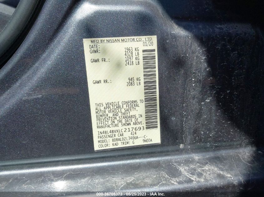 2020 NISSAN ALTIMA 2.5 S - 1N4BL4BVXLC217693