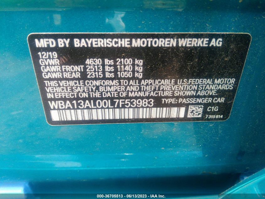 2020 BMW 2 SERIES M235I XDRIVE - WBA13AL00L7F53983