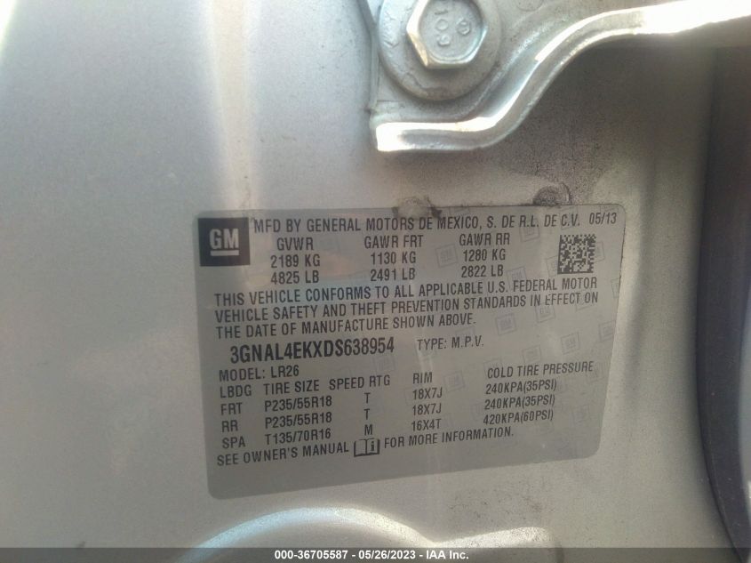 2013 CHEVROLET CAPTIVA SPORT FLEET LTZ - 3GNAL4EKXDS638954