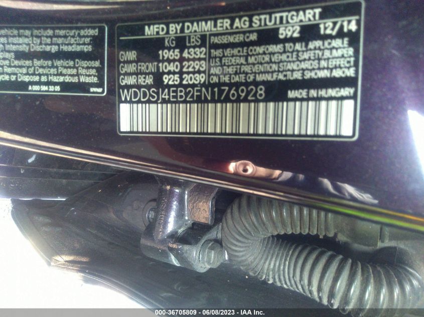 2015 MERCEDES-BENZ CLA-CLASS CLA 250 - WDDSJ4EB2FN176928