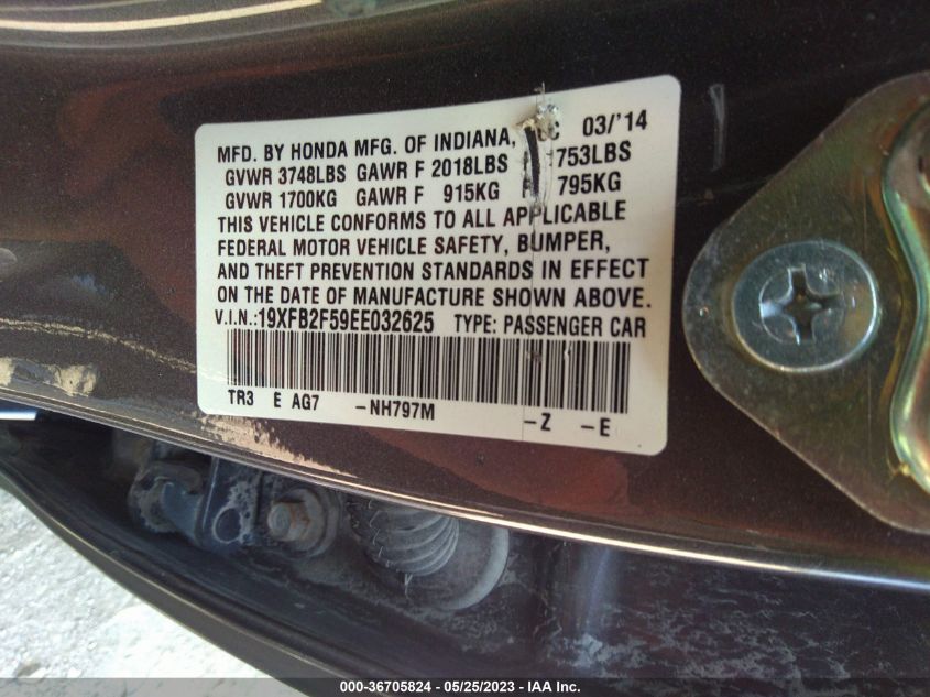 2014 HONDA CIVIC SEDAN LX - 19XFB2F59EE032625