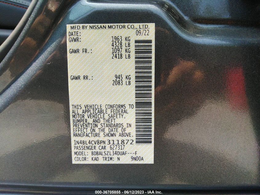2023 NISSAN ALTIMA 2.5 SR - 1N4BL4CV8PN311872