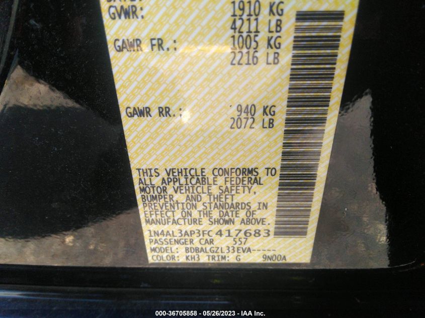 2015 NISSAN ALTIMA 2.5 - 1N4AL3AP3FC417683