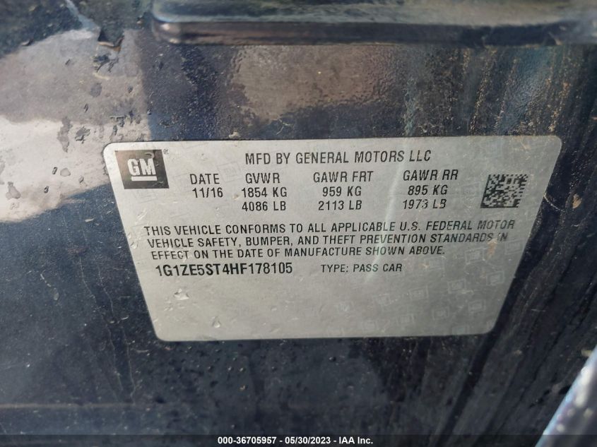 2017 CHEVROLET MALIBU LT - 1G1ZE5ST4HF178105