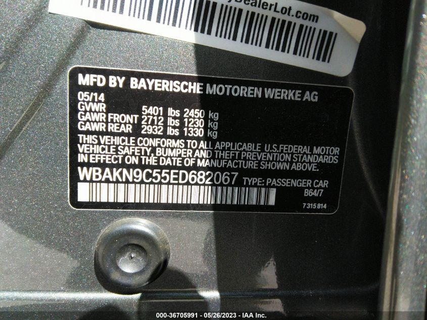 2014 BMW 550I WBAKN9C55ED682067