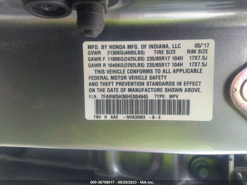 2017 HONDA CR-V LX - 7FARW5H36HE004945