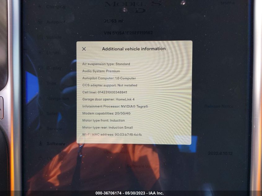 2015 TESLA MODEL S 85D/70D/90D/P90D - 5YJSA1E25FF119162