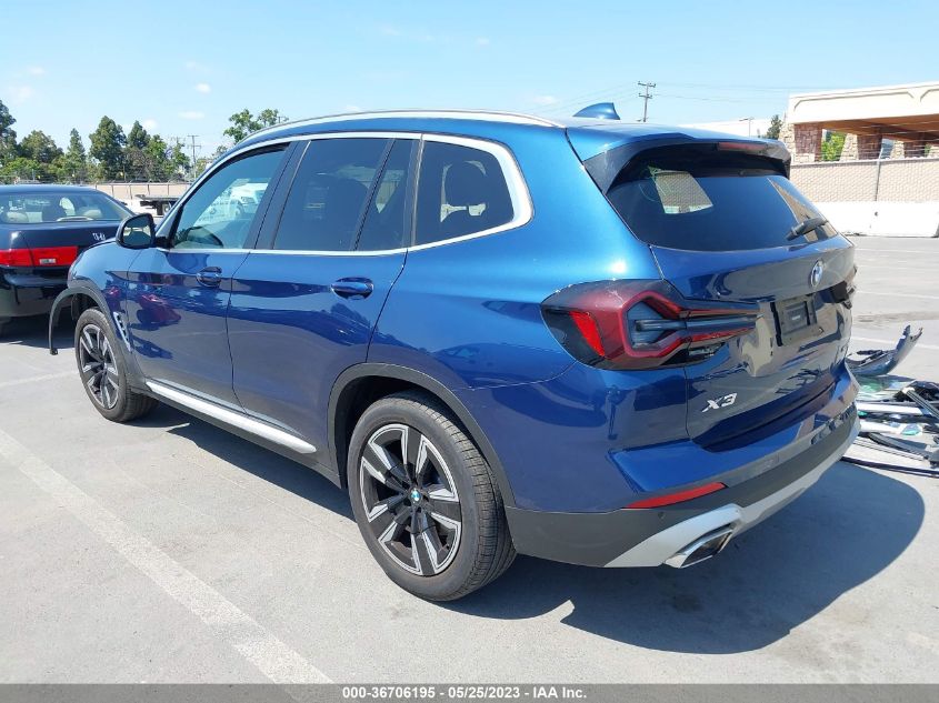 2022 BMW X3 XDRIVE30I - 5UX53DP09N9J50457