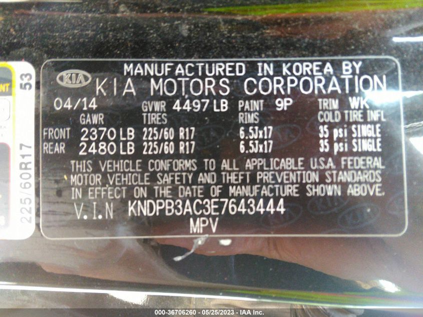 2014 KIA SPORTAGE LX - KNDPB3AC3E7643444