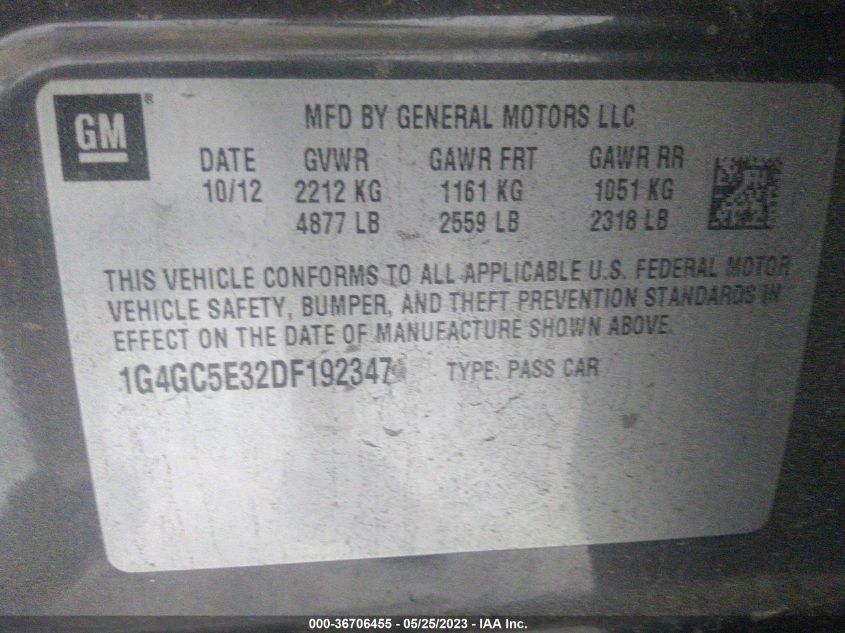 2013 BUICK LACROSSE LEATHER - 1G4GC5E32DF192347