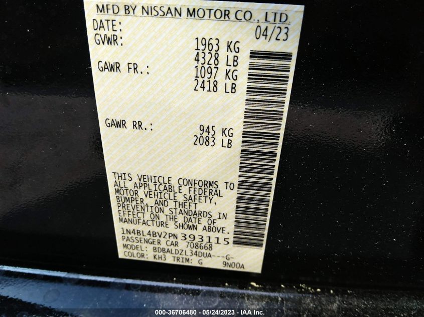 2023 NISSAN ALTIMA 2.5 S - 1N4BL4BV2PN393115