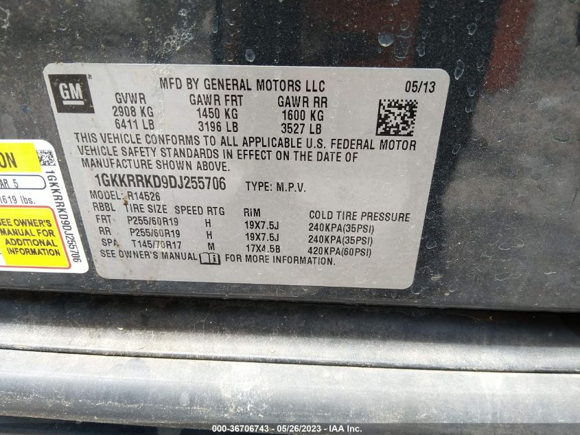 2013 GMC ACADIA SLT - 1GKKRRKD9DJ255706