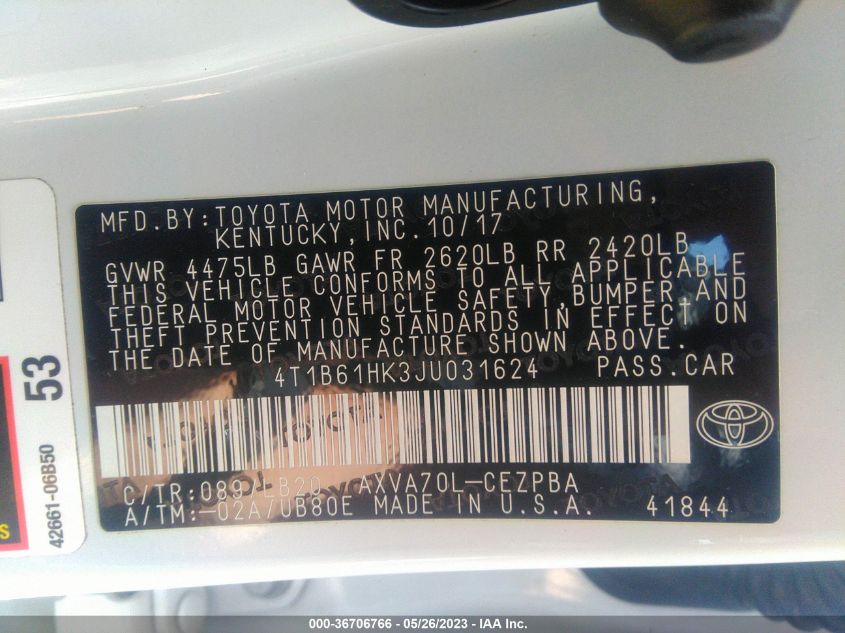 2018 TOYOTA CAMRY XSE - 4T1B61HK3JU031624