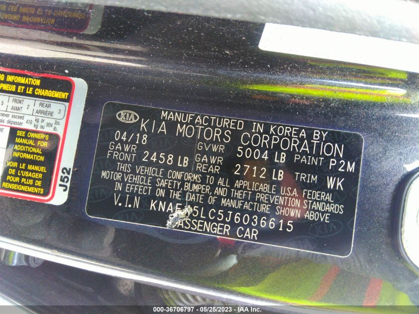 2018 KIA STINGER GT1 - KNAE45LC5J6036615