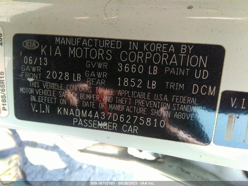 2013 KIA RIO LX - KNADM4A37D6275810