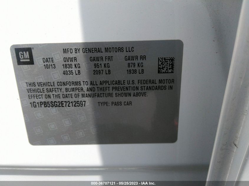 2014 CHEVROLET CRUZE LS - 1G1PB5SG2E7212597
