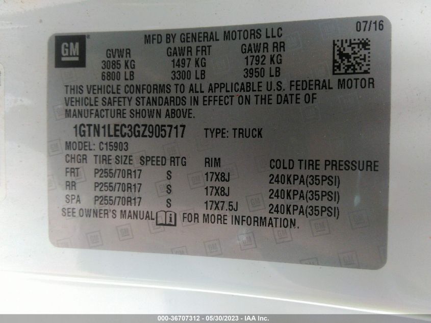 2016 GMC SIERRA 1500 - 1GTN1LEC3GZ905717