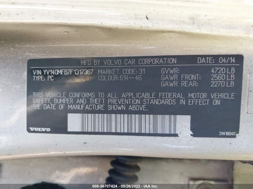 2015 VOLVO S60 T5 DRIVE-E PREMIER - YV140MFB7F1317367