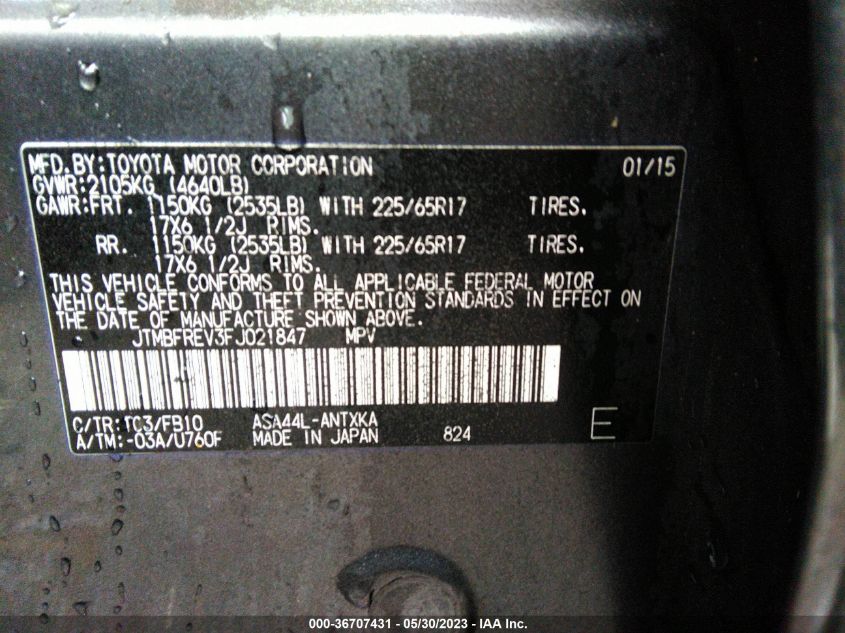 2015 TOYOTA RAV4 LE - JTMBFREV3FJ021847