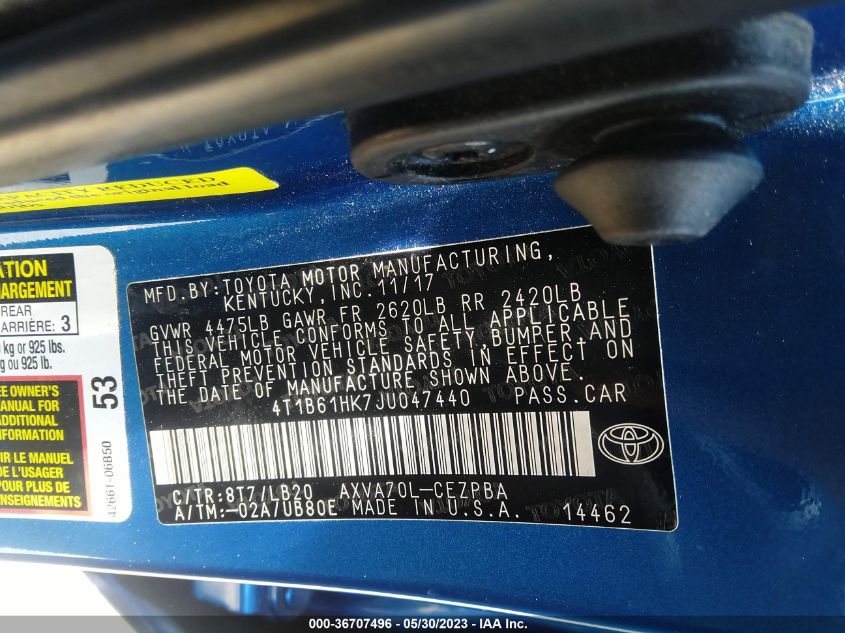 2018 TOYOTA CAMRY XSE - 4T1B61HK7JU047440