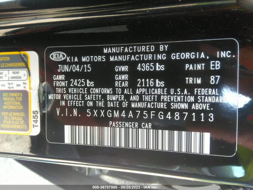 2015 KIA OPTIMA LX - 5XXGM4A75FG487113