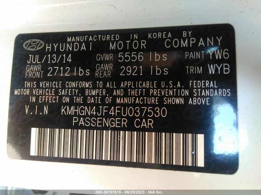 2015 HYUNDAI GENESIS 5.0L - KMHGN4JF4FU037530