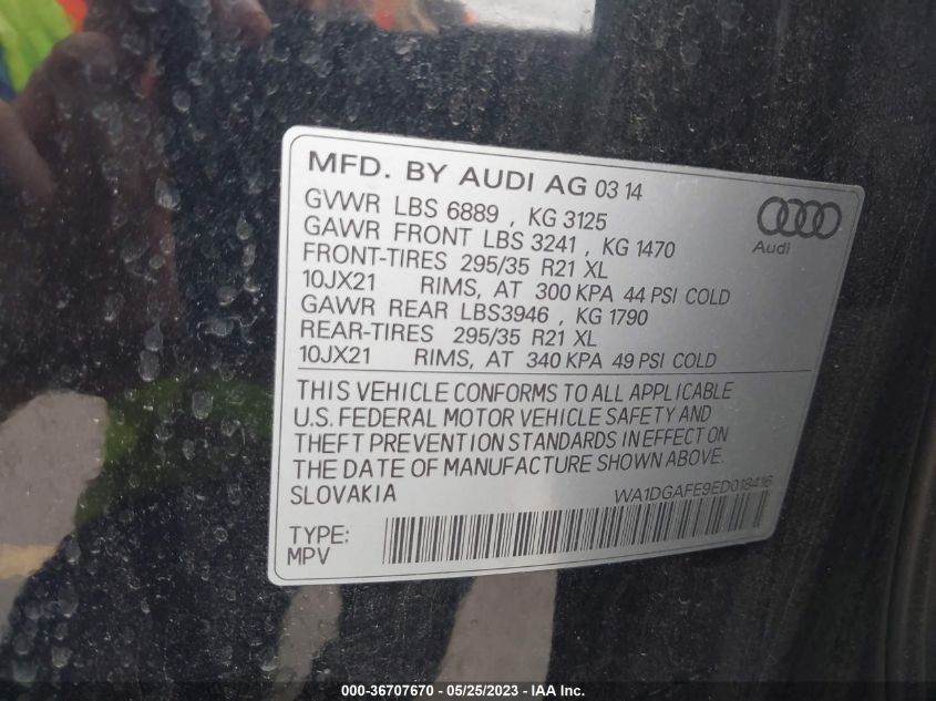 2014 AUDI Q7 3.0T S LINE PRESTIGE - WA1DGAFE9ED018416
