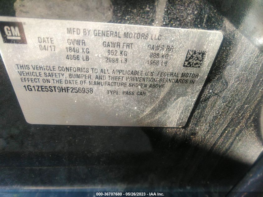 2017 CHEVROLET MALIBU LT - 1G1ZE5ST9HF256958