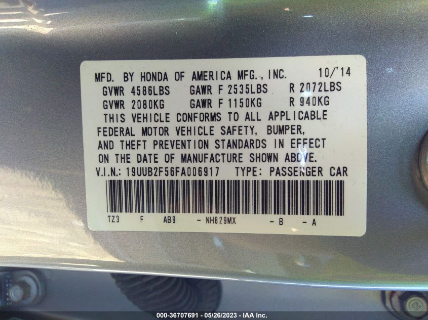 2015 ACURA TLX V6 TECH - 19UUB2F56FA006917