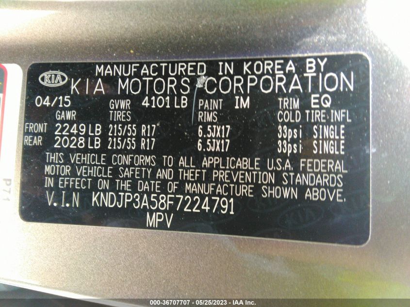 2015 KIA SOUL + - KNDJP3A58F7224791