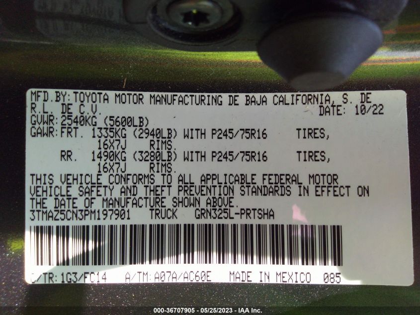 2023 TOYOTA TACOMA 2WD SR5/TRD SPORT - 3TMAZ5CN3PM197901