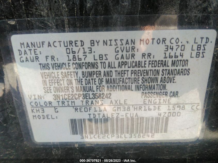 2014 NISSAN VERSA NOTE SV - 3N1CE2CP3EL358242