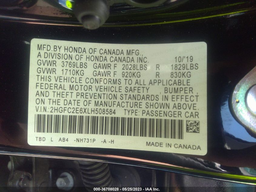 2020 HONDA CIVIC SEDAN LX - 2HGFC2E6XLH508584