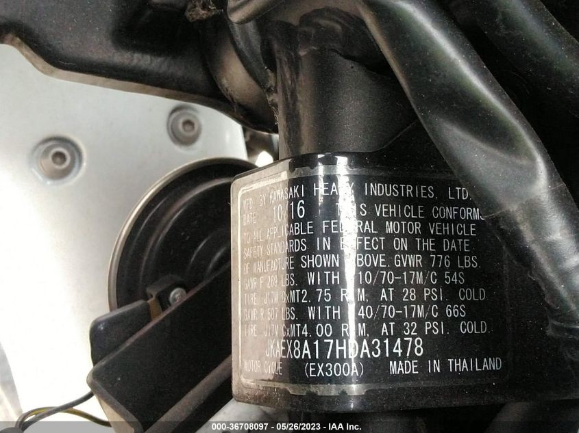 2017 KAWASAKI EX300 A - JKAEX8A17HDA31478
