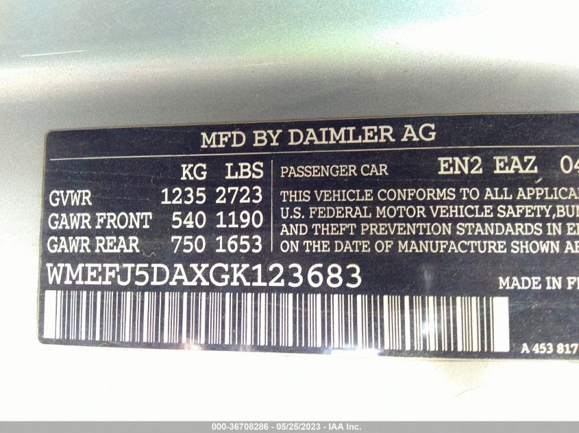 2016 SMART FORTWO PASSION/PURE/PRIME/PROXY WMEFJ5DAXGK123683