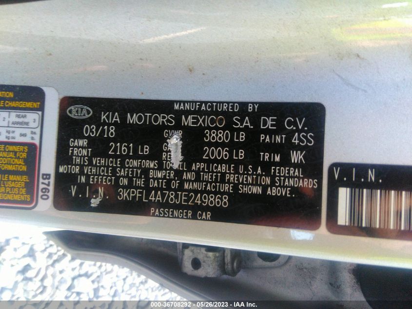 2018 KIA FORTE LX - 3KPFL4A78JE249868