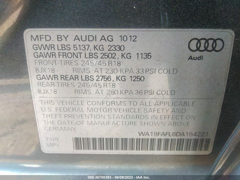 2013 AUDI ALLROAD PREMIUM - WA19FAFL6DA154221