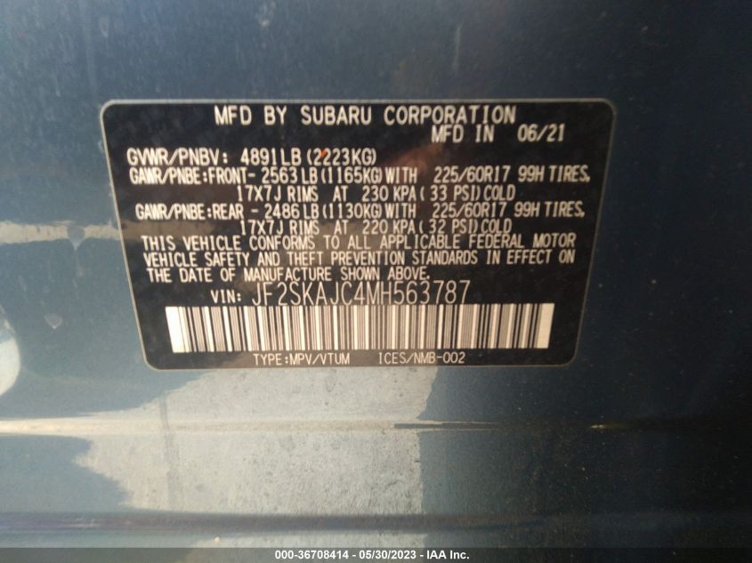 2021 SUBARU FORESTER PREMIUM - JF2SKAJC4MH563787