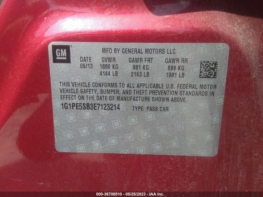 2014 CHEVROLET CRUZE 2LT - 1G1PE5SB3E7123214