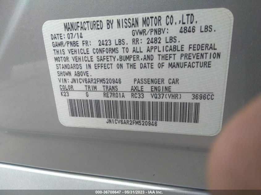 2015 INFINITI Q40 - JN1CV6AR2FM520946