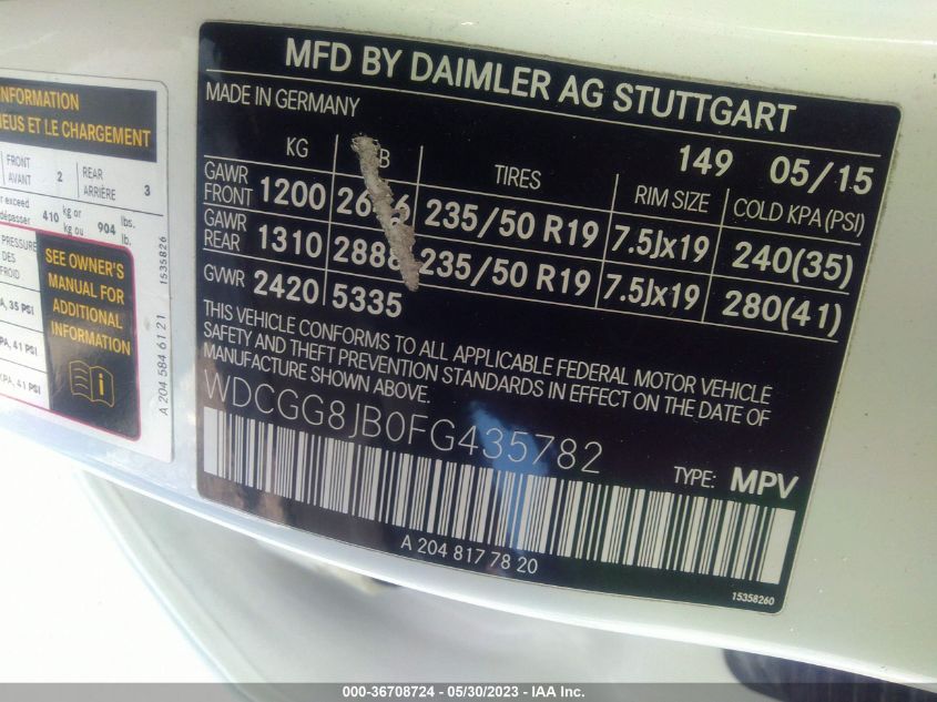 2015 MERCEDES-BENZ GLK-CLASS GLK 350 - WDCGG8JB0FG435782