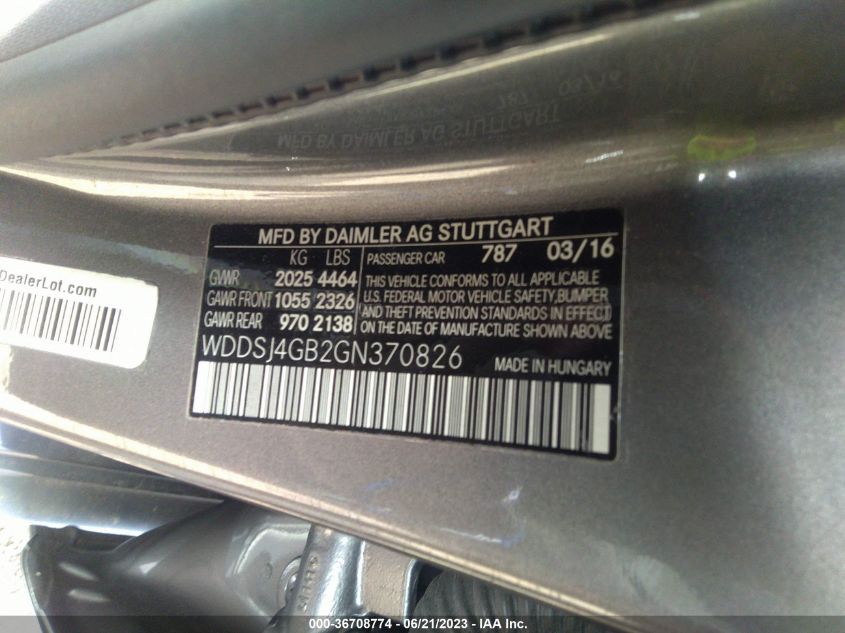2016 MERCEDES-BENZ CLA CLA 250 - WDDSJ4GB2GN370826